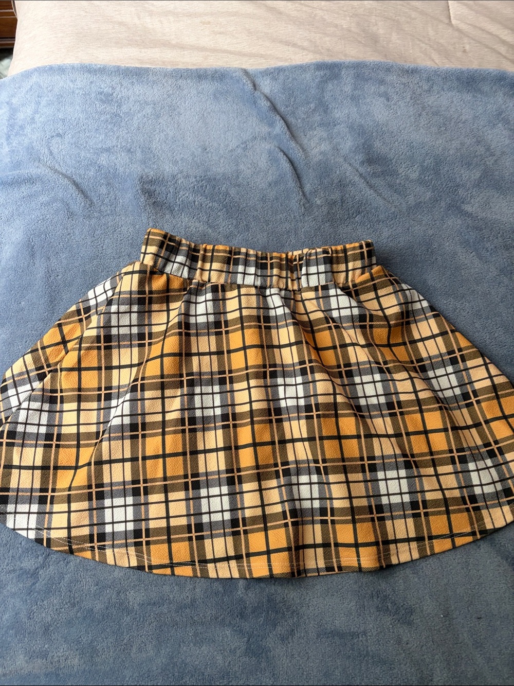 Plaid Mini Skirt in Mustard Yellow